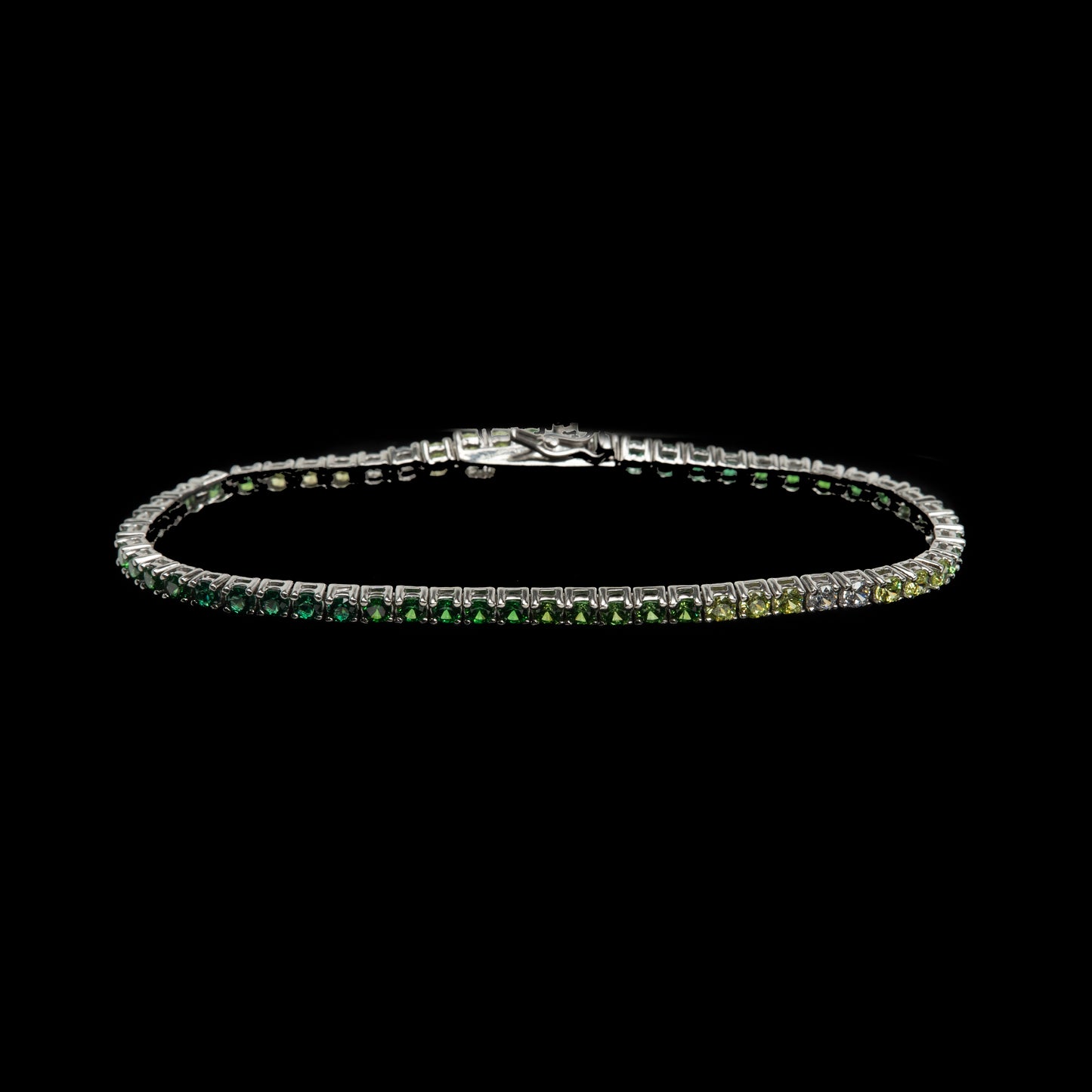 Brăţară Tennis Argint "Green Ombre" (18cm)