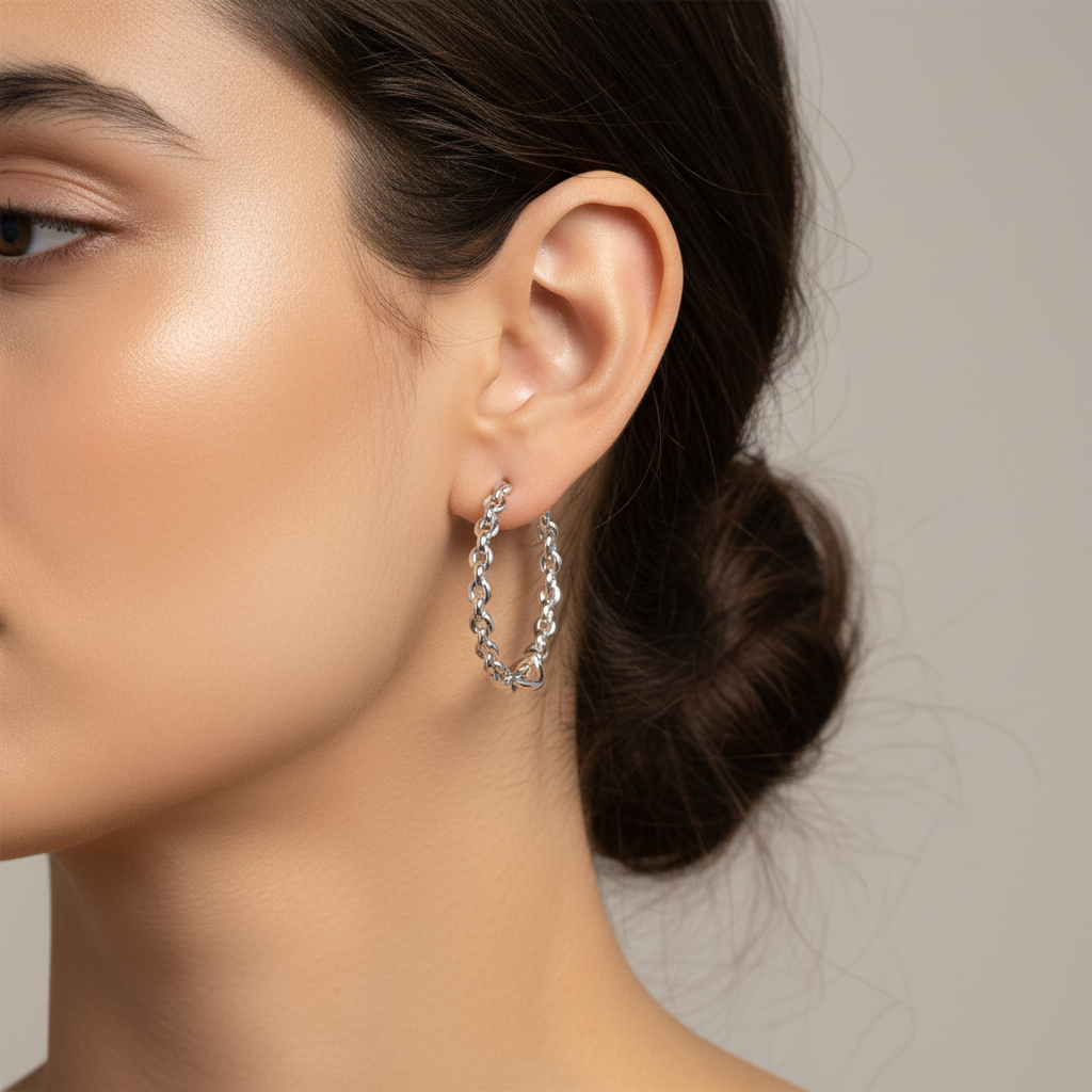 Cercei Argint "Chainlink Hoop"