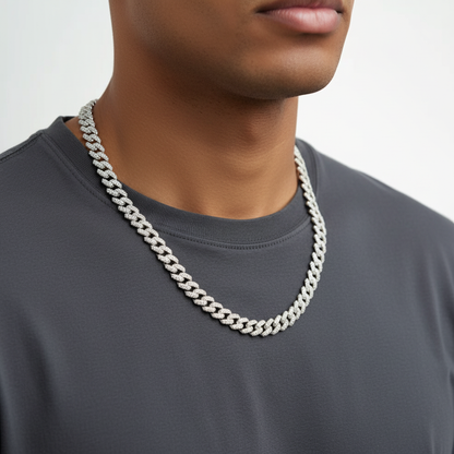 Lanţ Argint "Iced Cuban"