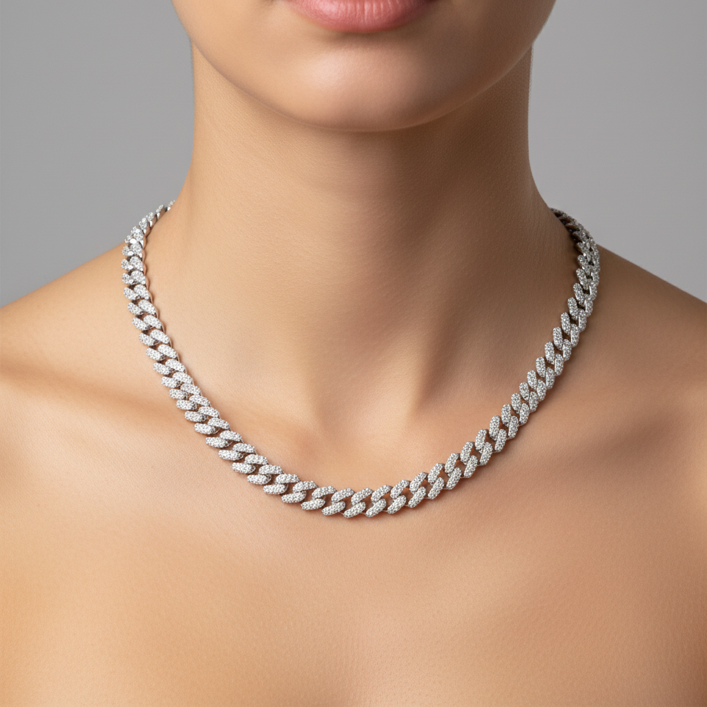 Lanţ Argint "Iced Cuban"