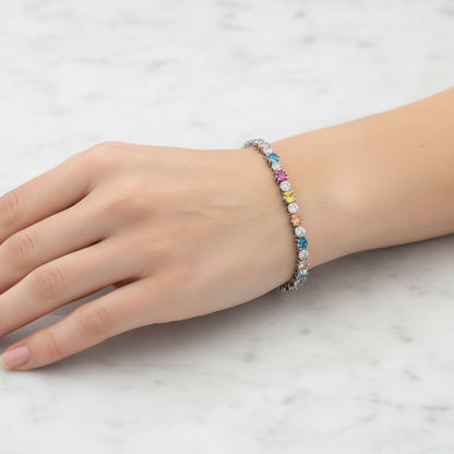 Brățară Argint "Rainbow Gem" (18cm)