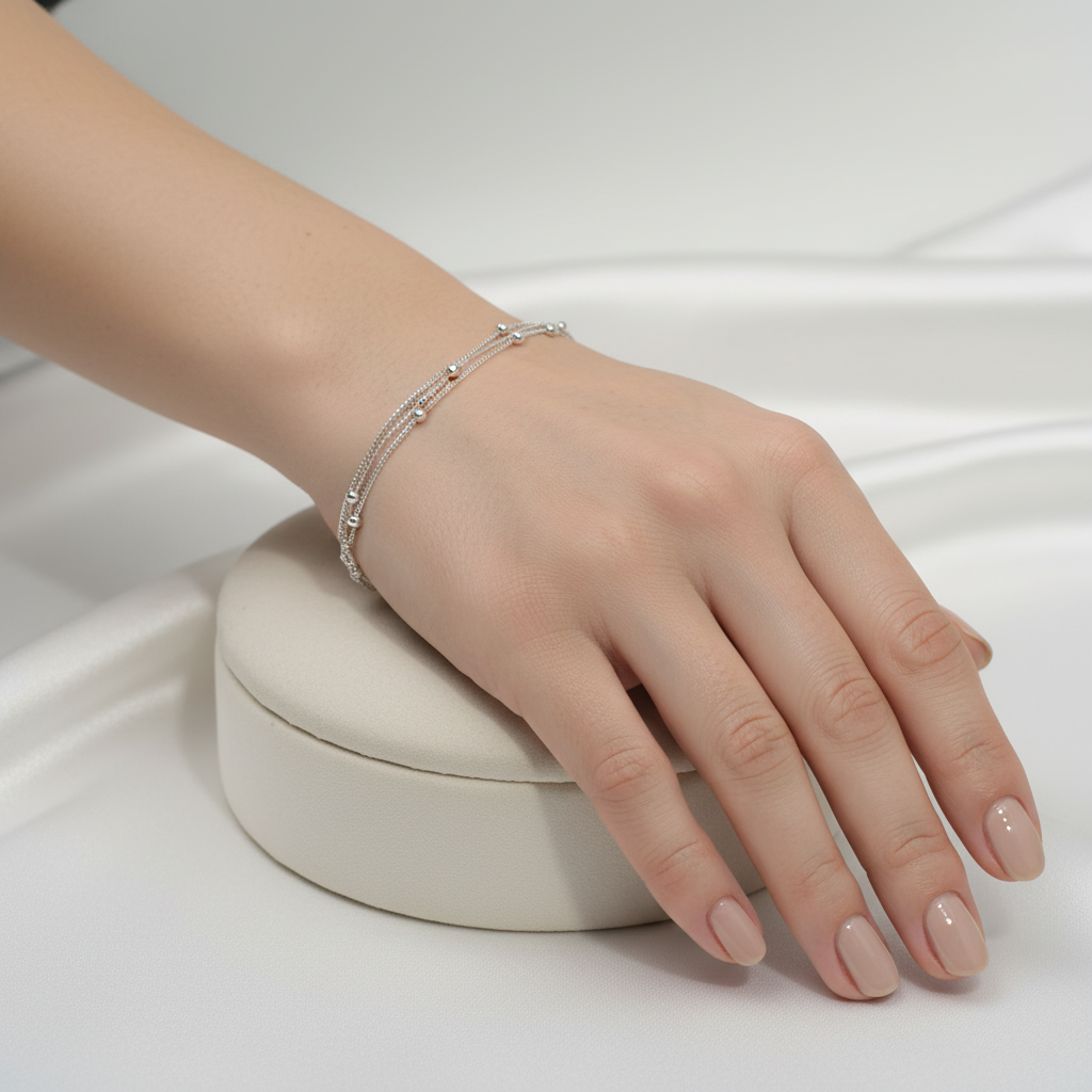 Brățară Argint "Silver Beads" (16cm - 22cm)