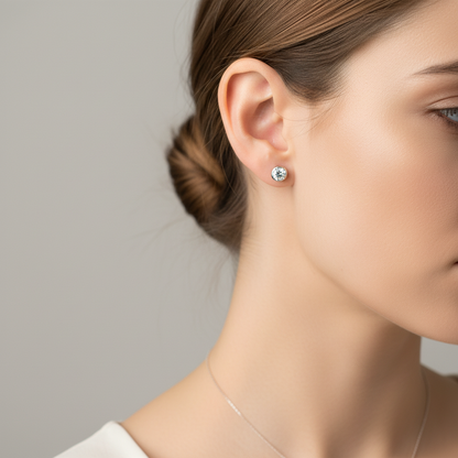 Cercei Argint Round Studs (Diverse dimensiuni)