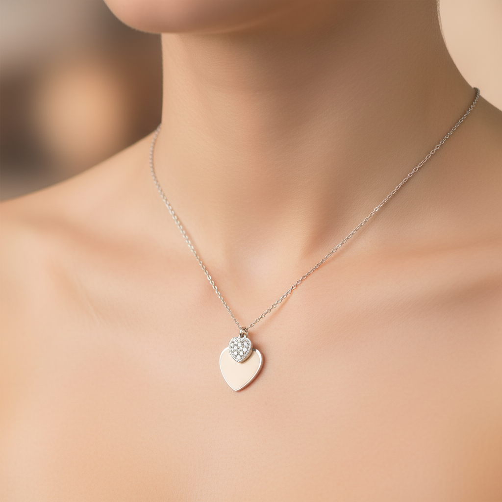 Colier Argint "Two Hearted"
